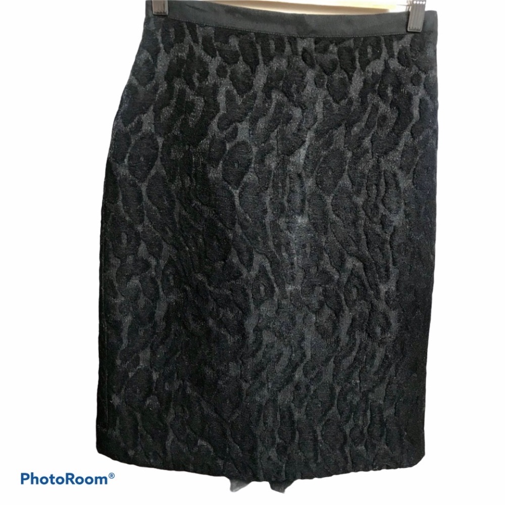 Ann Taylor Black Animal Print/Leopard Print Pencil Skirt Size 0